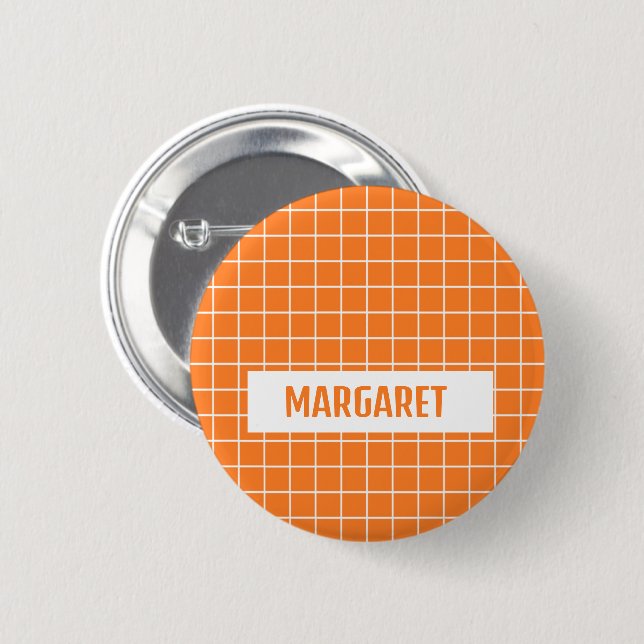 Orange and white tile blocks custom button (Front & Back)