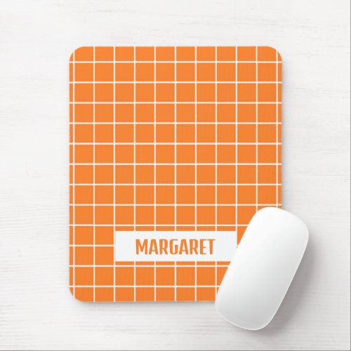 Orange and white tile blocks custom mouse pad