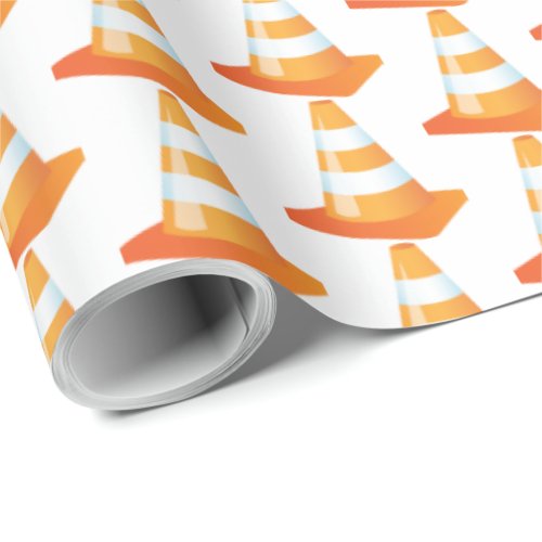 Orange and White Traffic Marker Construction Work Wrapping Paper