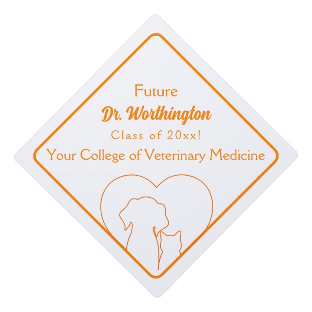 Orange and White Veterinary Tassel Topper (Front)