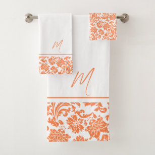 Orange and white online bath towels