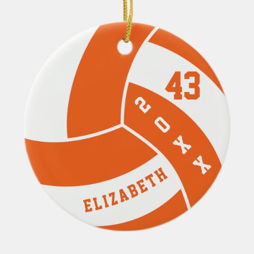 Orange and White Volleyball Ceramic Ornament