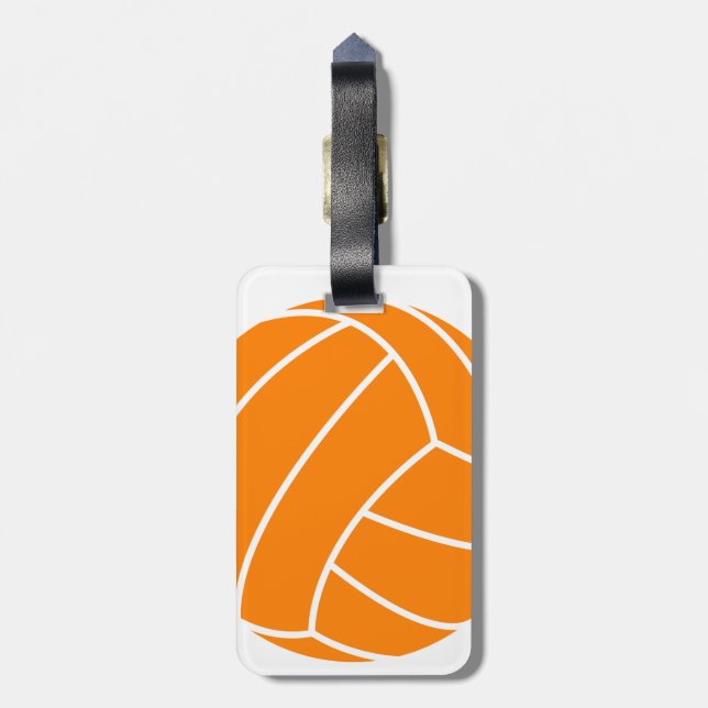 Orange and White Volleyball Luggage Tag (Back Vertical)