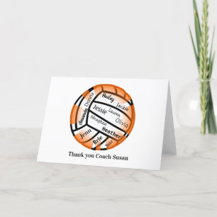 Orange and White Volleyball You Thank Coach Card