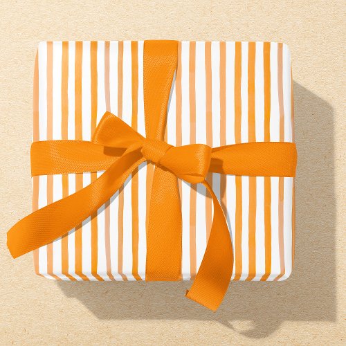 Orange and White Watercolor Stripe Wrapping Paper