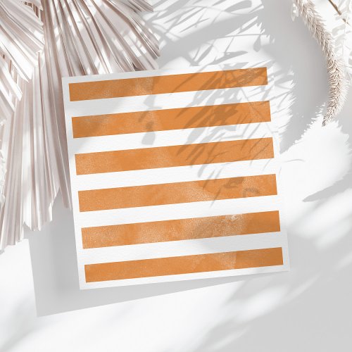 Orange and White Watercolor Striped Party Napkins