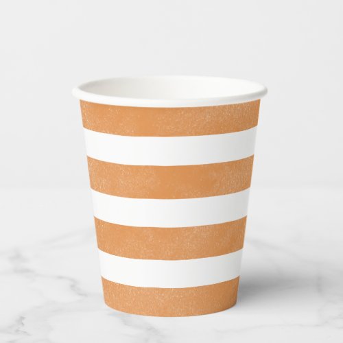 Orange and White Watercolor Striped Party Paper Cups