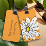 Orange and White Whimsical Daisy with Custom Text Luggage Tag<br><div class="desc">A zen and whimsical,  hipster piece of art. You can add a name,  monogram or other custom text. If you need to move the art around,  click on the customize button to make changes.</div>