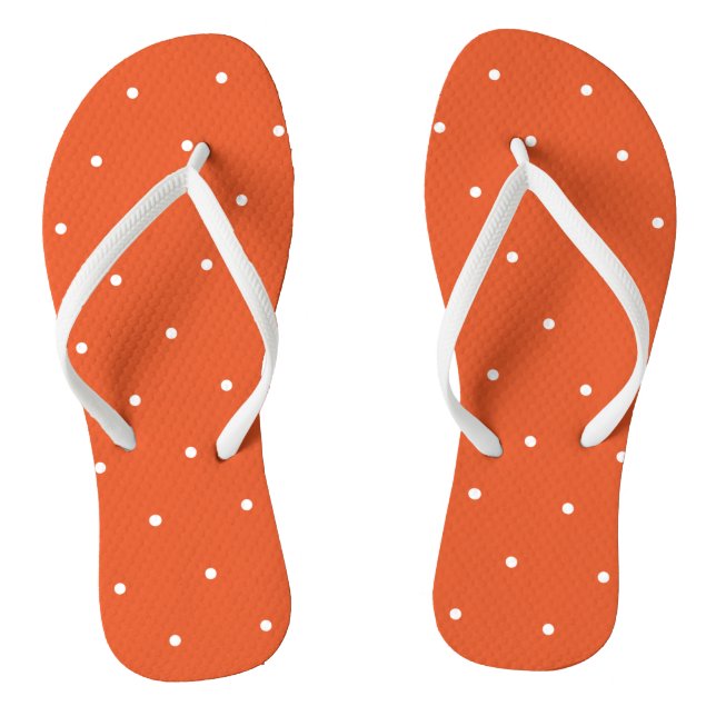 Orange and White with Dots Flip Flops (Footbed)
