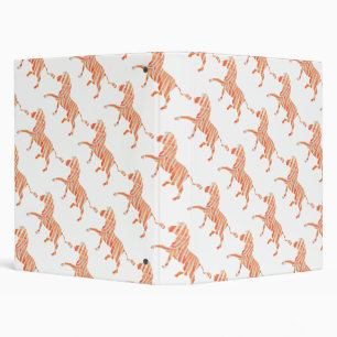 Orange and White Zebra Silhouette Binder
