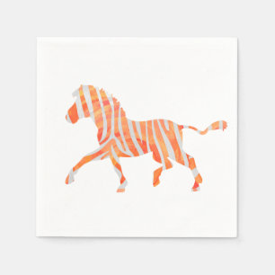 Orange and White Zebra Silhouette Napkins