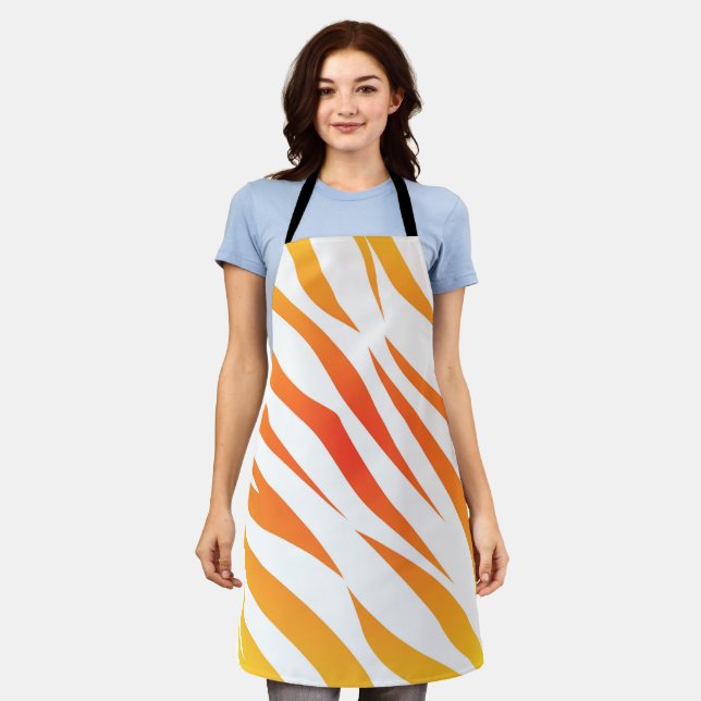 Orange and White Zebra Stripes  Apron (Worn)