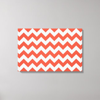 Orange and White Zigzag Canvas Print