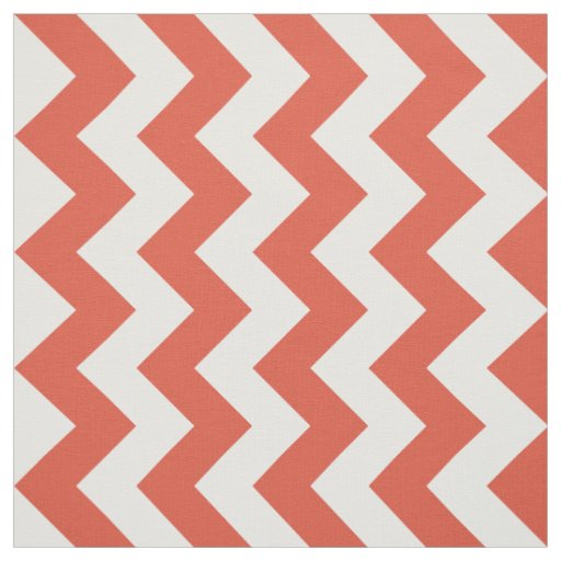 Orange and White Zigzag Geometric Fabric