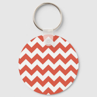 Orange and White Zigzag Keychain