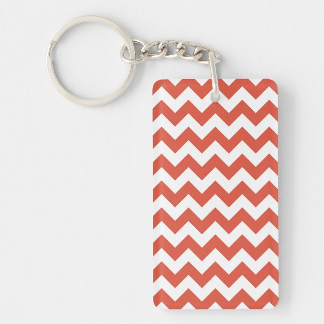 Orange and White Zigzag Keychain (Front)