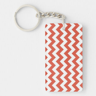 Orange and White Zigzag Keychain