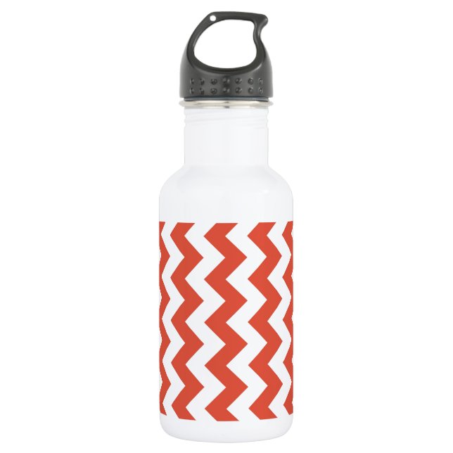 Orange and White Zigzag Stainless Steel Water Bottle (Front)