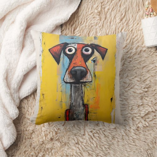 Orange and Yellow Abstract Dog Throw Pillow