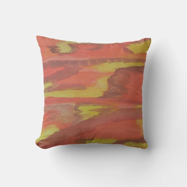 Orange and Yellow Abstract Throw Pillow (Front)