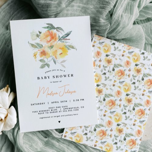 Orange and Yellow Baby Shower Invitation