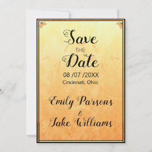 Orange And Yellow Background Black Frame Save The Date