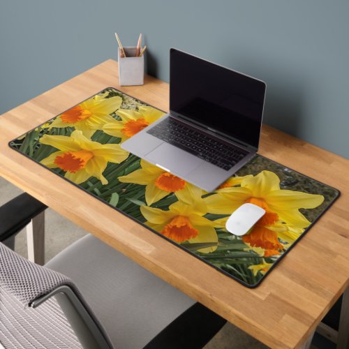 Orange and Yellow Bicolor Daffodils Floral Desk Mat