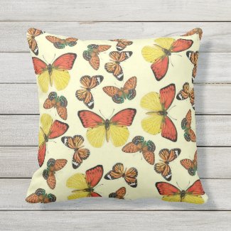 Orange and Yellow Butterflies Outdoor Pillow 16x16