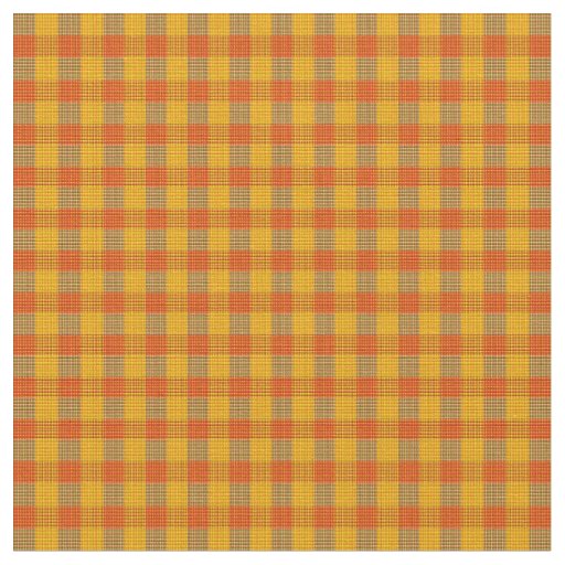 Orange And Yellow Checked Tartan Print, Fabric