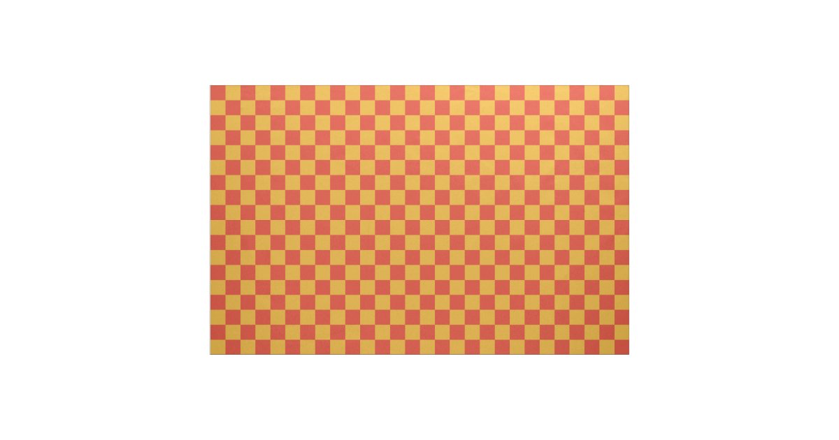 Orange and yellow checkerboard pattern fabric | Zazzle.com