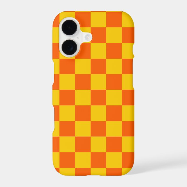 Orange and Yellow Checkered Print iPhone Case (Back)
