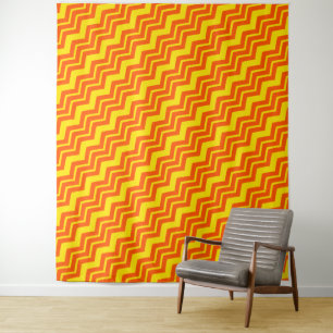 Orange and Yellow Chevron Pattern Design Tapestry