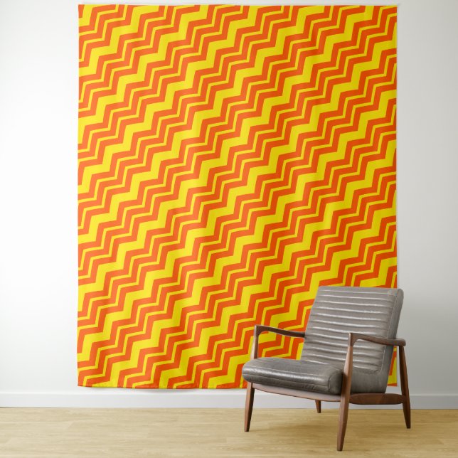 Orange and Yellow Chevron Pattern Design  Tapestry (In Situ)