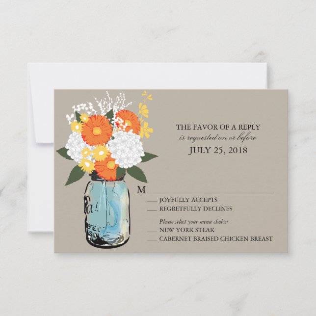 Orange and Yellow Citrus Bloom Mason Jar  | RSVP (Front)