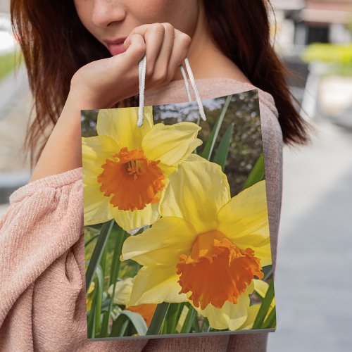 Orange and Yellow Daffodils Floral Medium Gift Bag