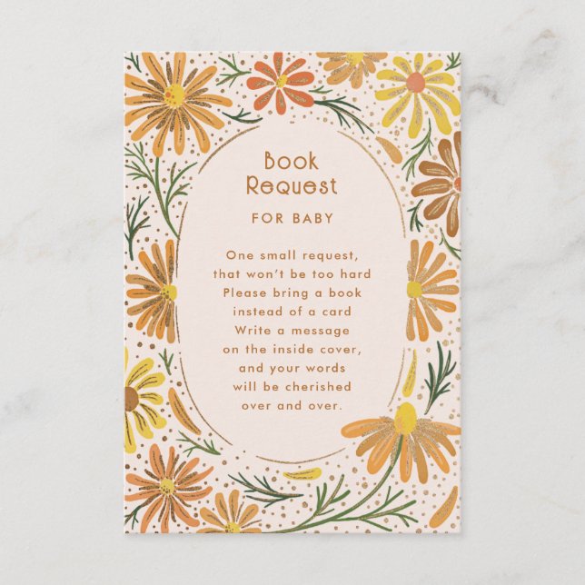 Orange and Yellow Daisies Baby Shower Enclosure Card (Front)