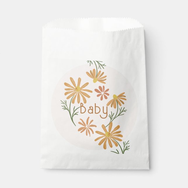 Orange and Yellow Daisies Baby Shower Favor Bag (Front)