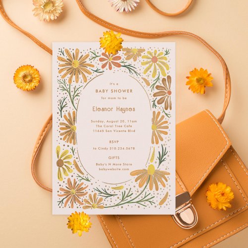 Orange and Yellow Daisies Baby Shower Invitation