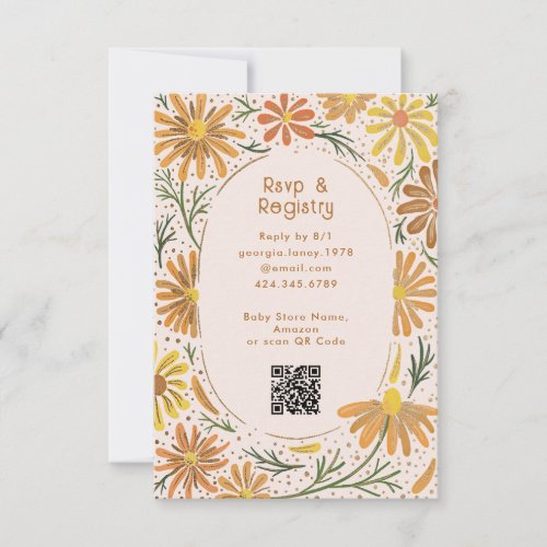 Orange and Yellow Daisies Baby Shower RSVP Card