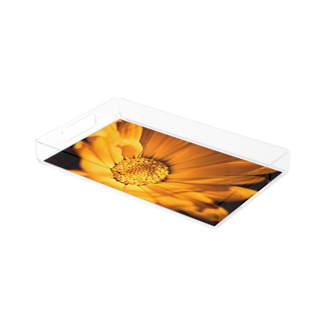 Orange and Yellow Daisy Flower Serving Tray