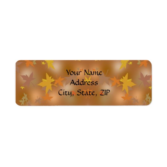Orange and Yellow Fall Leaves on Taupe Label