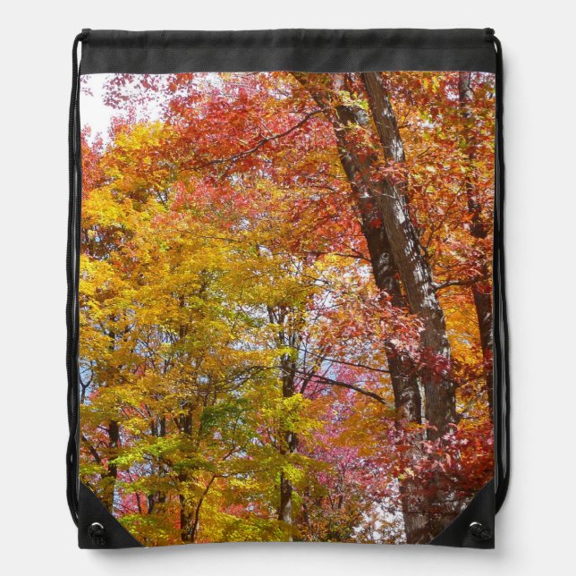 Orange and Yellow Fall Trees Autumn Photography Drawstring Bag (Front)
