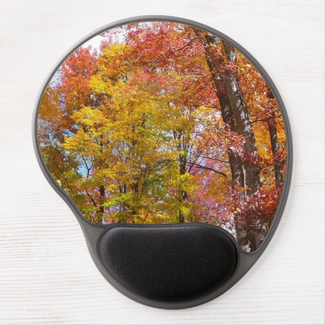 Orange and Yellow Fall Trees Autumn Photography Gel Mouse Pad (Front)