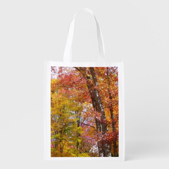 Orange and Yellow Fall Trees Autumn Photography Grocery Bag (Front)