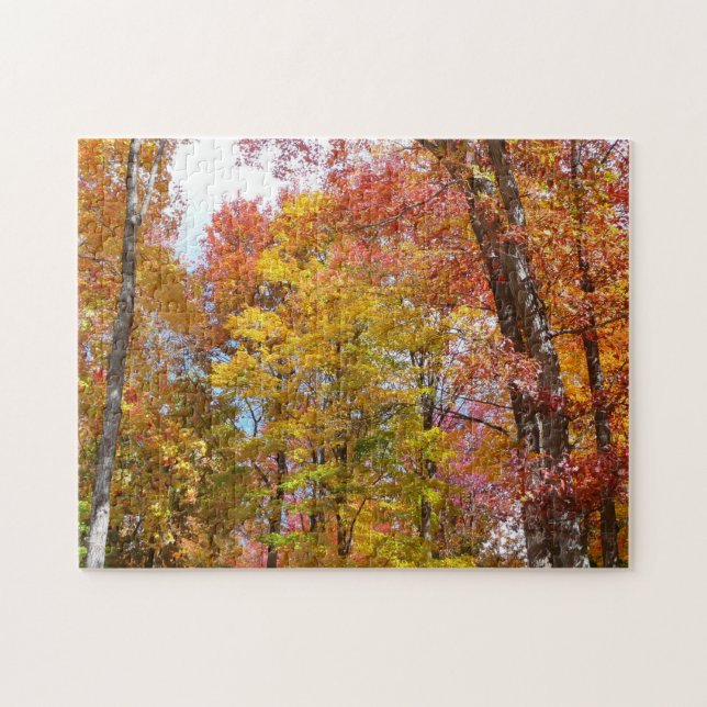 Orange and Yellow Fall Trees Autumn Photography Jigsaw Puzzle (Horizontal)