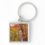 Orange and Yellow Fall Trees Autumn Photography Keychain