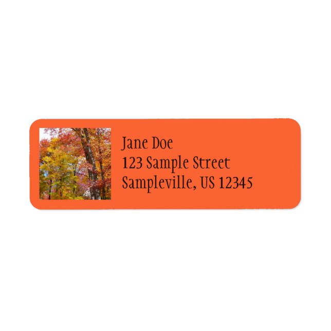 Orange and Yellow Fall Trees Autumn Photography Label (Front)
