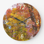 Orange and Yellow Fall Trees Autumn Photography Large Clock
