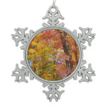 Orange and Yellow Fall Trees Autumn Photography Snowflake Pewter Christmas Ornament