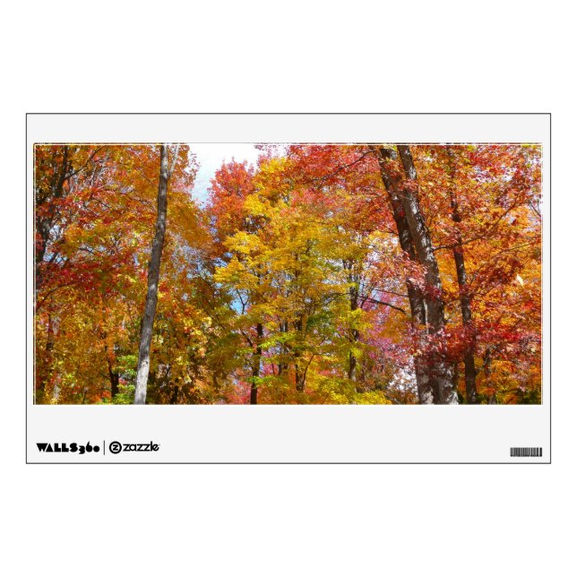 Orange and Yellow Fall Trees Autumn Photography Wall Decal (Front)
